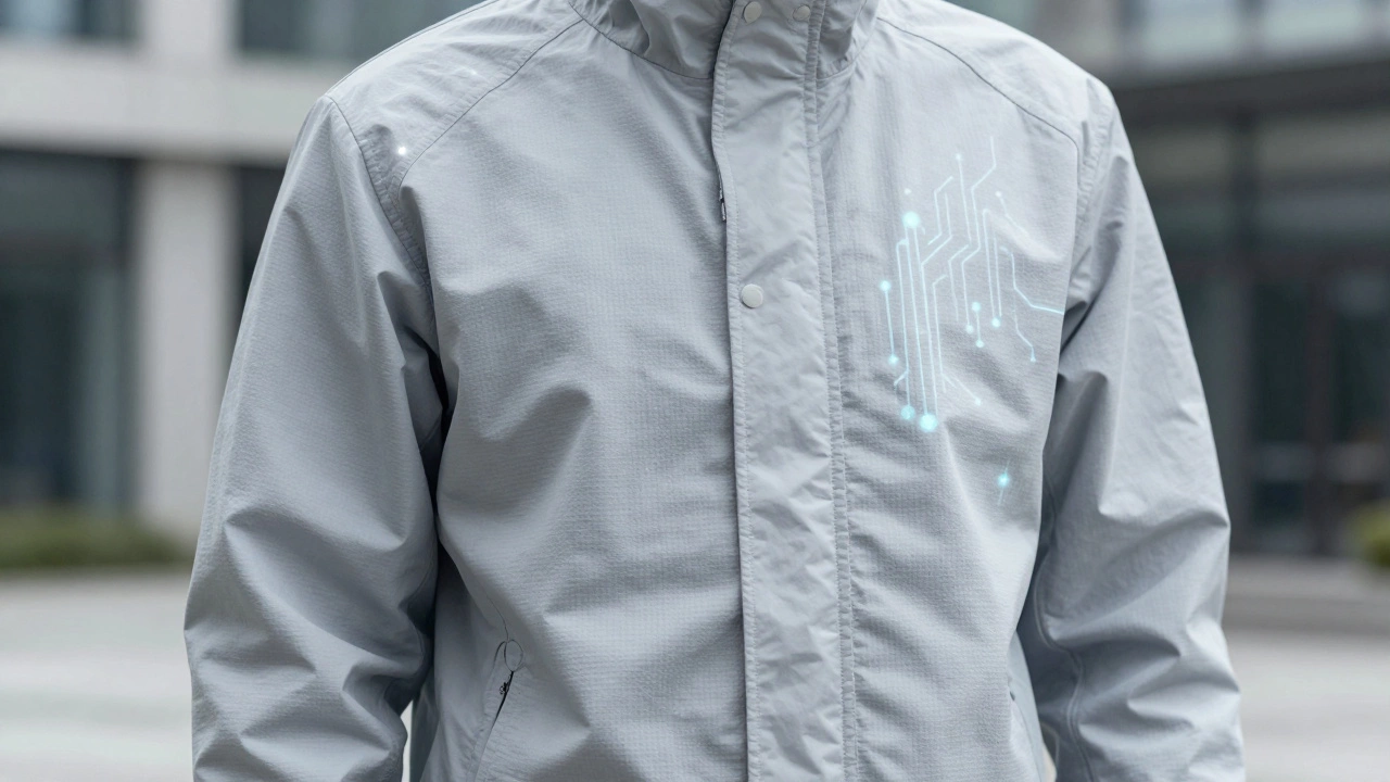 Бионическая куртка с адаптивной тканью меняет текстуру в зависимости от погоды.