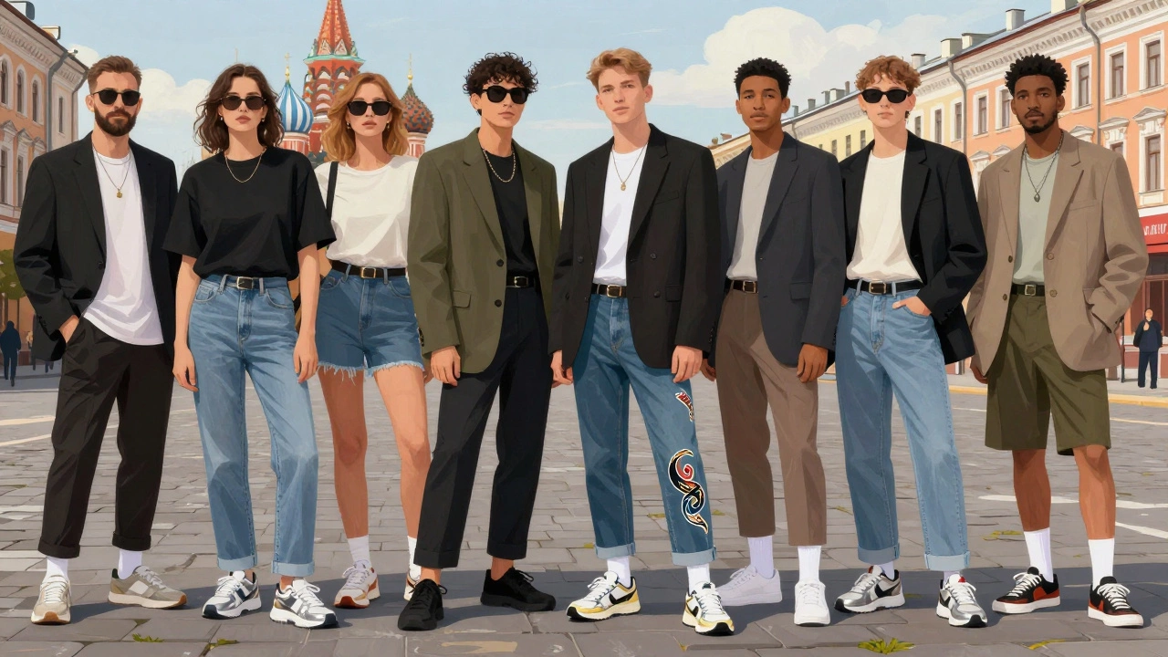 Люди в Санкт-Петербурге и Москве сочетают уличный стиль с классическими элементами одежды.