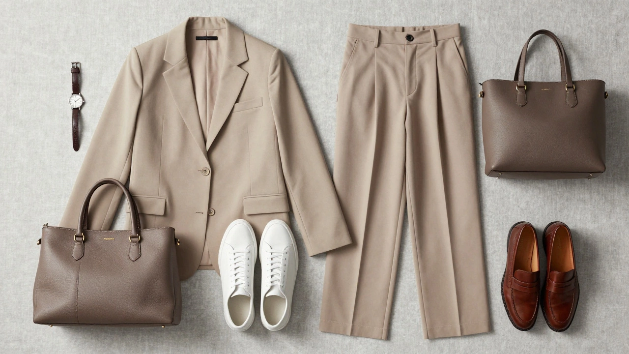 Набор элементов делового гардероба в стиле тихой роскоши