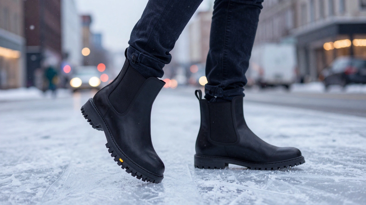 Стильные мужские челси на льду с протектором Vibram
